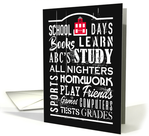 Back to School Days Student Sign College Dorm Blackboard Humor card