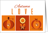 Autumn Love Fall Theme Apple Pumpkin Sun Flower card