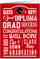 Graduation Words Hats off Diploma Congratulations card