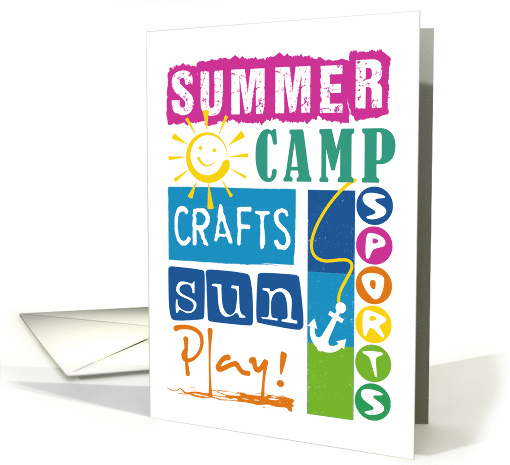 Summer Camp Words For Kids Playful Sports Sun Fun card (1852224)