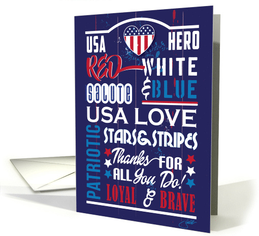 USA HERO Military Service Armed Services Patriotic Theme card