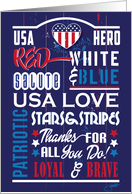 USA HERO Military Service Armed Services Patriotic Theme card