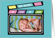 New Baby Boy Birth Humor A Star is Born Announcement Photo Card