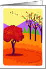 Thanksgiving Fall Landscape Trees Mountains Geese card