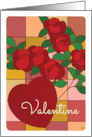 Valentine’s Day Stained Glass Roses Heart card