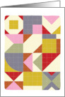 Fabric Blocks with Quilt Stitches Blank card