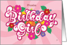 Floral Name Specific Birthday Girl Blank card