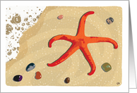 Starfish on Beach Happy Birthday card