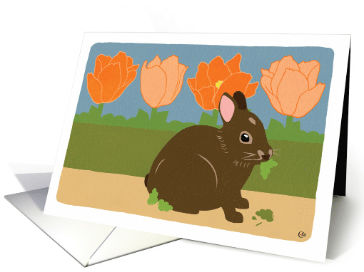 Easter Bunny in Garden with Tulips card (1631868)