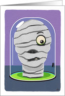 Halloween Mummy Head with Eyeball in Specimen Jar card