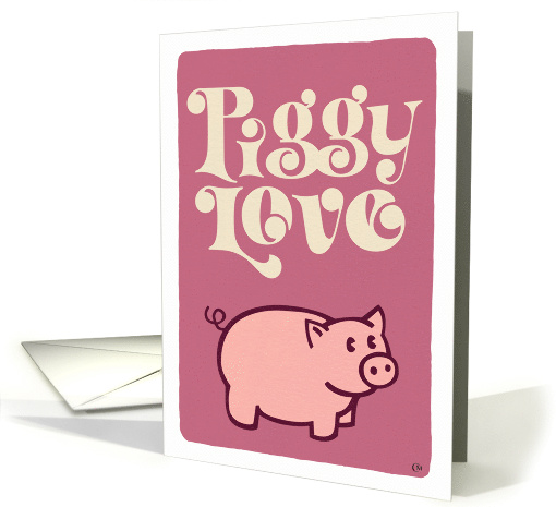 Piggy Love Pink and Cream Blank card (1667310)