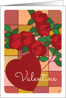 Valentine’s Day Stained Glass Roses Heart card