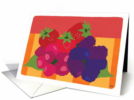 Berry Fruit on Stripes Blank Any Occasion card (1738252)