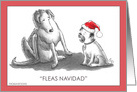 Humorous Dog Lover Christmas with Fleas Navidad Theme card