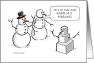 Funny Christmas Snowman Couple With Rebellious Snow Son card
