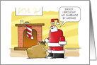 Funny Christmas Santa With Sack Brings Mistaken Garbage card