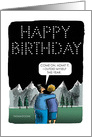 Funny Birthday Guy Arranging Stars for Wife card