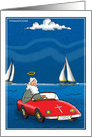 Humorous Religious Jesus Driving Car Across Water card