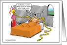 Humorous Man Tied to Bed With Rapunzel’s Hair card