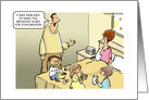Humorous Birthday for Mother With Children Making Breakfast on Bed. card