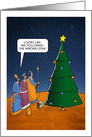 Humorous Three Wisemen Near Christmas Tree card