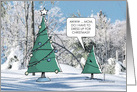 Humorous Young Tree Talks to Mother Christmas Tree card