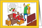 Humorous Christmas Santa Living on Couch with Cookies card