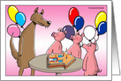 Wolf Getting House Shaped Birthday Cake From Three Little Pigs card
