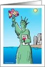 Humorous Statue of Liberty with Candy and Flowers For Mother’s Day card