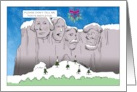 Christmas Card with Mistletoe Over Mt. Rushmore card