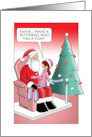 Christmas Card of Girl on Santa’s Lap With Unusual Request card