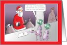 Christmas Card of Aliens with Santa in a Zoo card