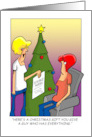 Christmas Card of Of Woman With Divorce Papers for a Present card
