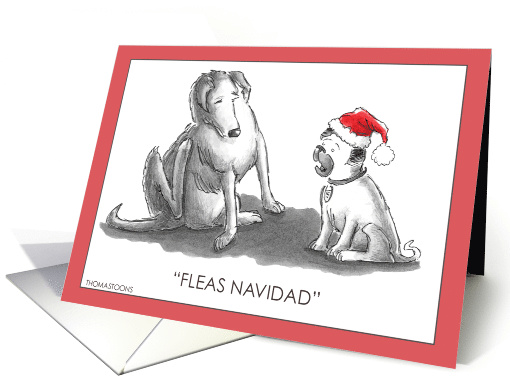 Humorous Dog Lover Christmas with Fleas Navidad Theme card (1574526)