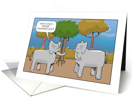 Funny Valentine Elephant Giving Tree As Gift card (1574804)