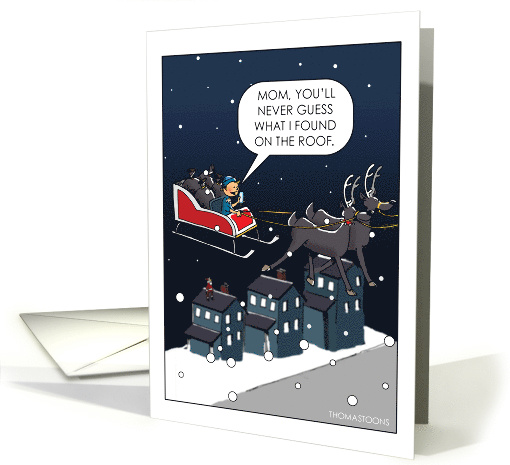 For Mom Funny Xmas With Kid Flying in Sleigh card (1574970)