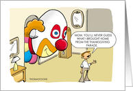 for Mom Funny Thanksgiving Boy Brings Home Giant Clown Balloon from Parade card