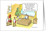 Humorous Christmas Employees Buying Boss Trip card