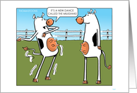 Humorous Romantic Card of Cow Dancing the Milkshake card