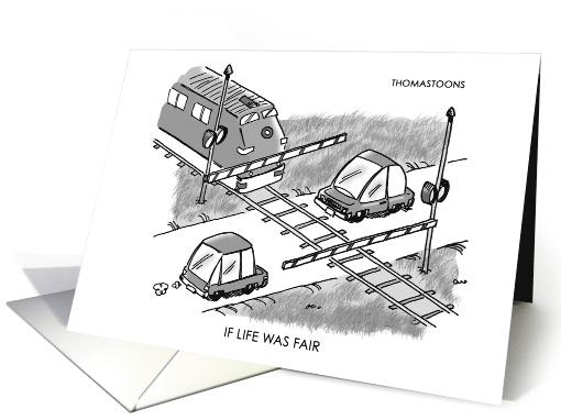 Humorous Birthday Card With Train Stopping for Cars card (1581662)