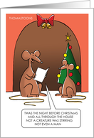 Humorous Mice Reading Twas The Night Before Christmas card