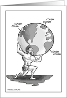 Humorous Atlas Wearing Surgical Mask While World Coughing COVID-19 card