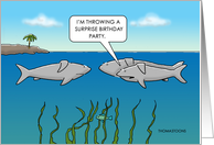 Humorous Sharks With Bent Fins Throwing Surprise Birthday Party card