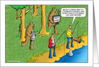 Men Fishing on Father’s Day While Bears Bring Them Gifts. card