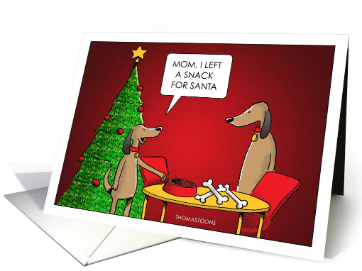 Christmas Puppy Puts Out Water Dish and Bones For Santa card (1657534)