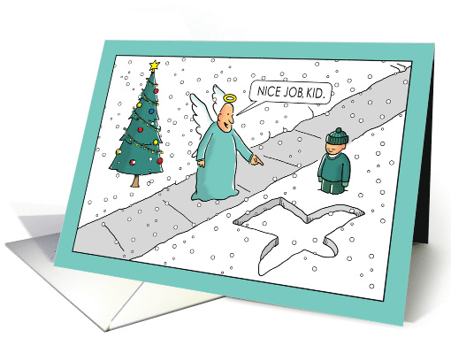 Christmas Kid Makes Snow Angel for Angel card (1658956)