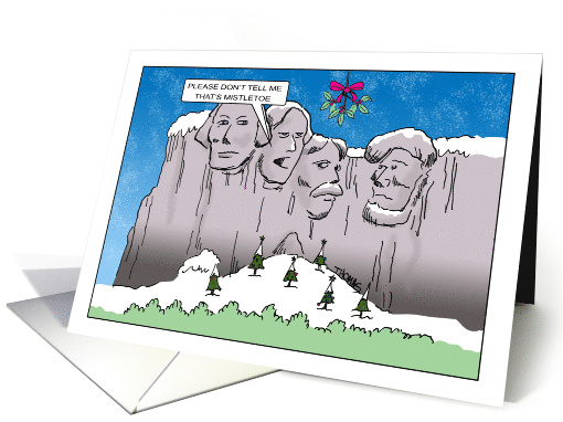 Christmas Card with Mistletoe Over Mt. Rushmore card (1710978)