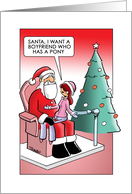 Christmas Card of Girl on Santa’s Lap With Unusual Request card