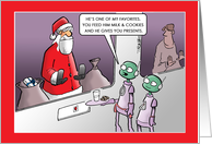 Christmas Card of Aliens with Santa in a Zoo card