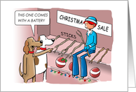 Christmas Card of Dogs Shopping for Stick card